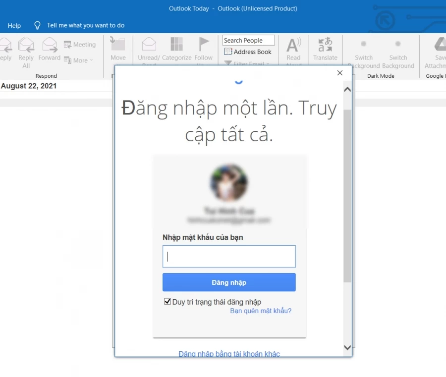 thêm gmail vào outlook