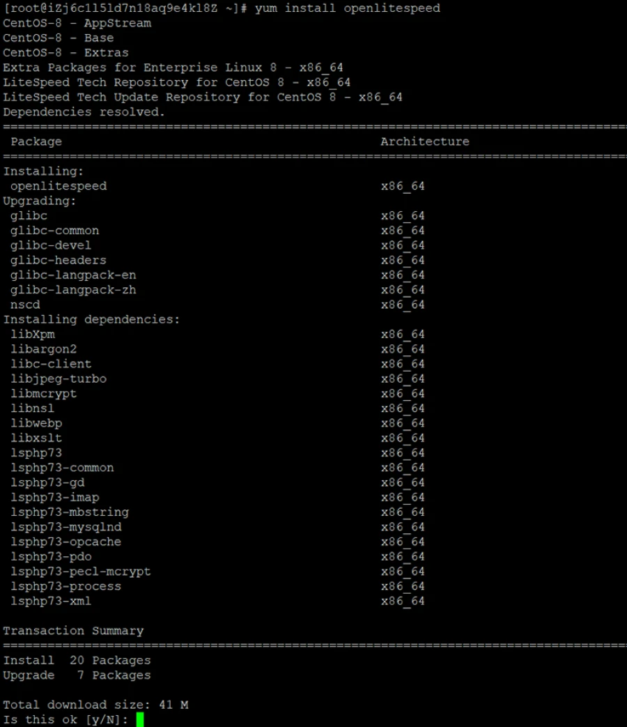 cài đặt openlitespeed trên centos 8