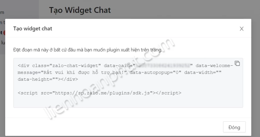 Code tích hợp zalo chat