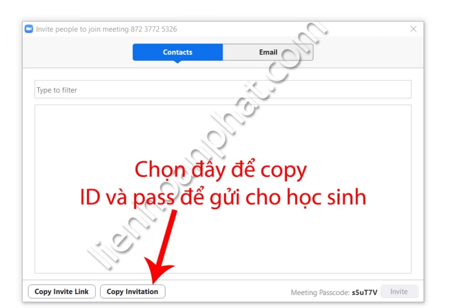 copy id và pass zoom