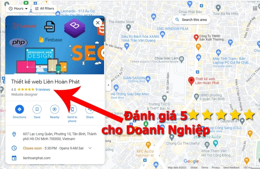 Đánh giá 5 sao cho công ty, doanh nghiệp