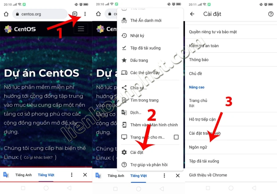 dịch website trên di động