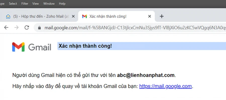 hoàn thành thêm địa chỉ gửi mail