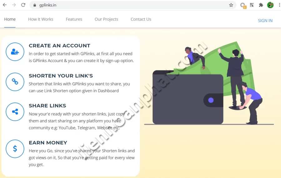 rút gọn liên kết kiếm tiền gplinks.in