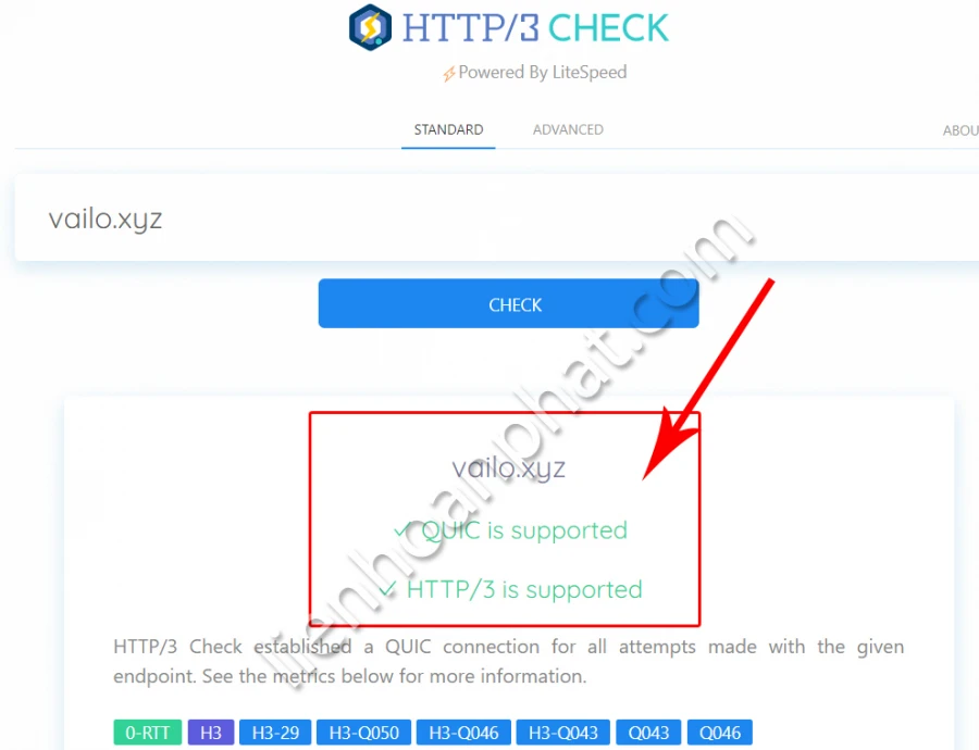 Kiểm tra http 3 quic
