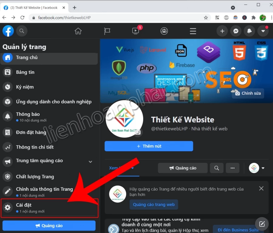 Lấy code tích hợp chat facebook vào website