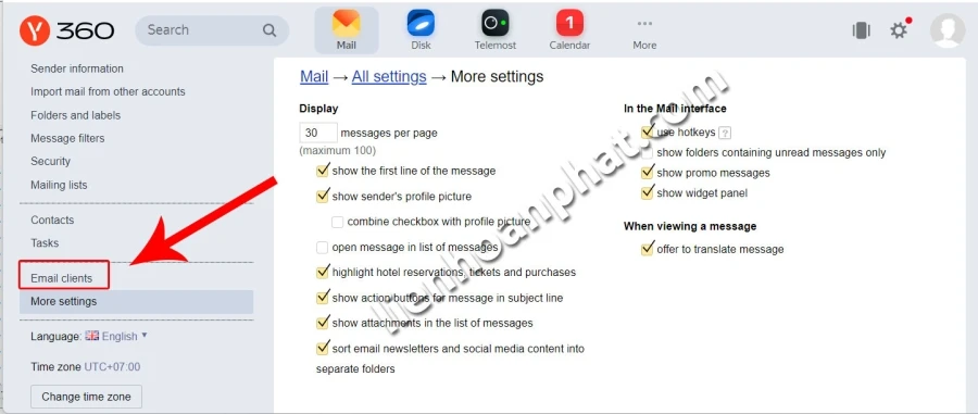 Mail client yandex