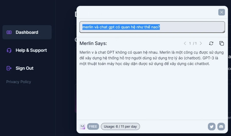 Merlin plugin chat bot