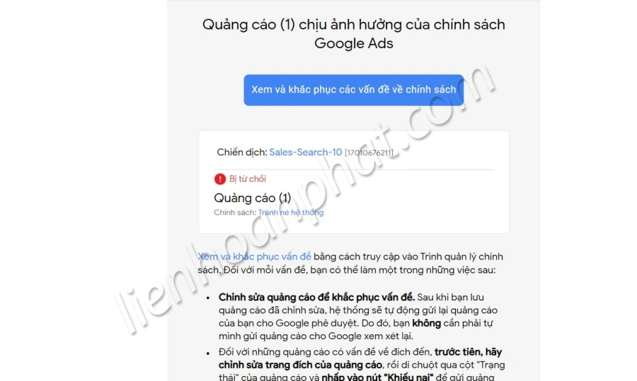 Lỗi né tránh hệ thống google adwords