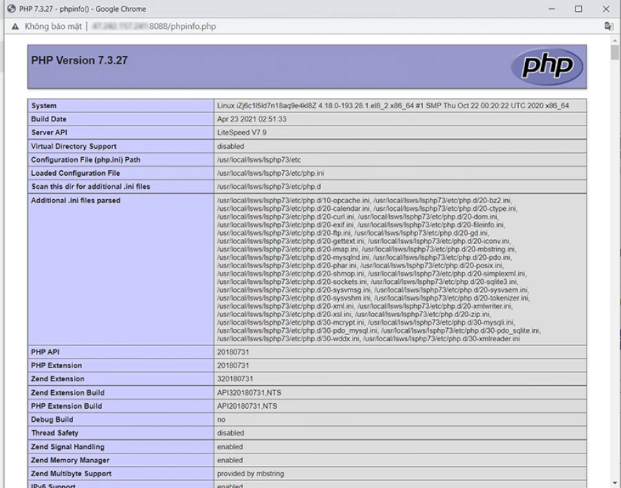 phpinfo openlitespeed