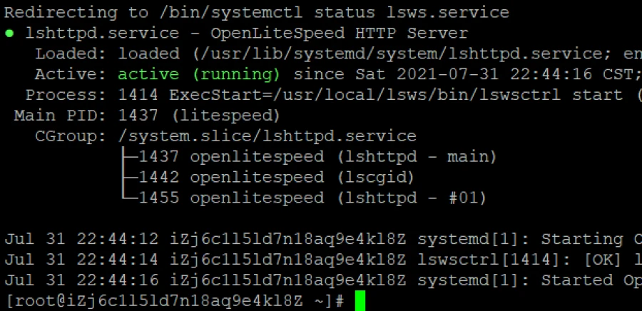 status openlitespeed