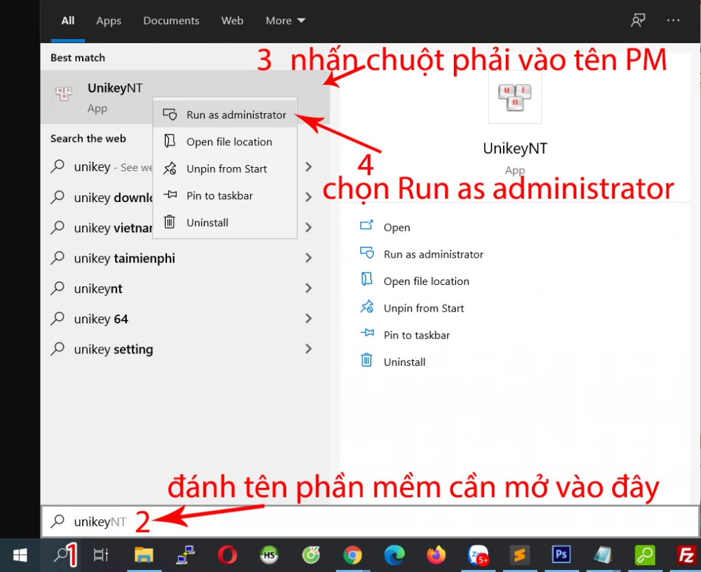 chạy phần mềm bằng quyền Administrator