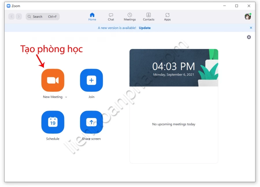 tạo phòng học trên zoom
