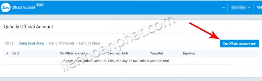 tạo tài khoản zalo OA