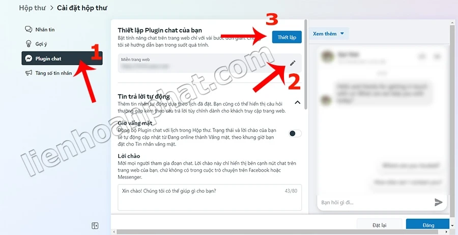 thêm chat facebook vào website mới nhất 2022