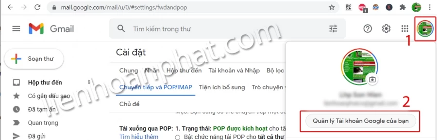 thêm gmail vào outtlook