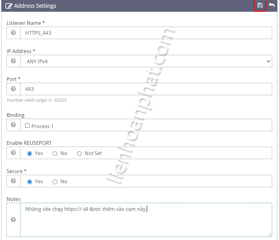 thêm ssl cho domain trên openlitespeed