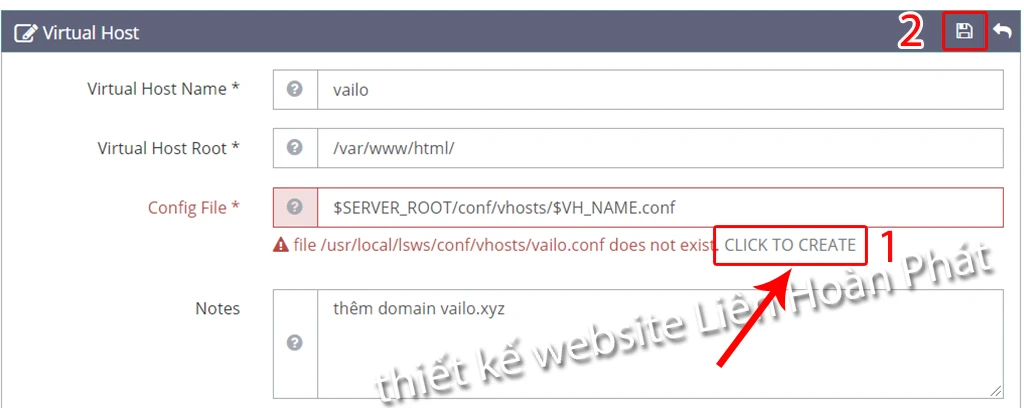 Thêm domain vào OpenLiteSpeed