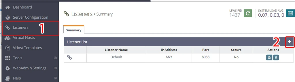 thêm tên miền vào Openlitespeed