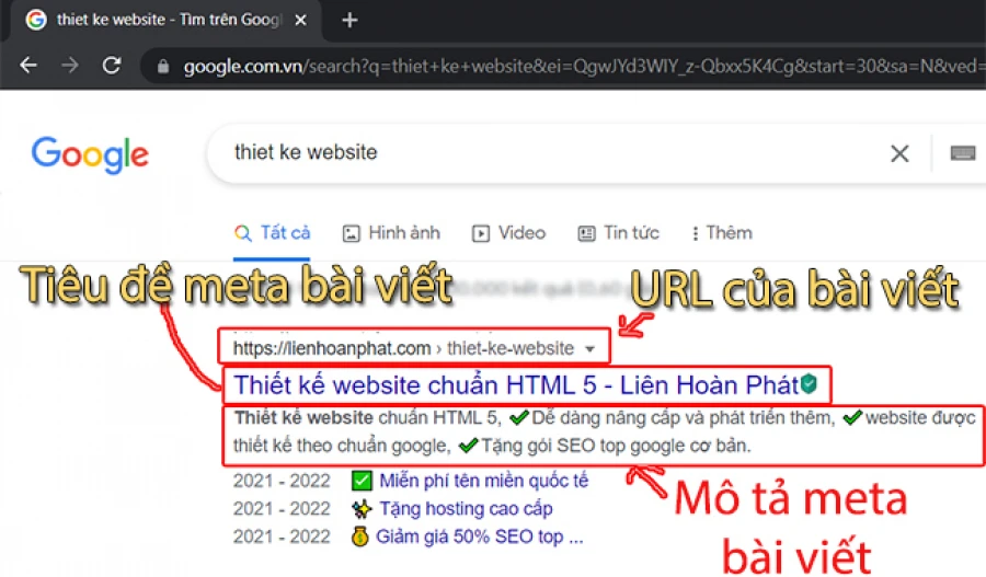 Meta bài viết chuẩn SEO